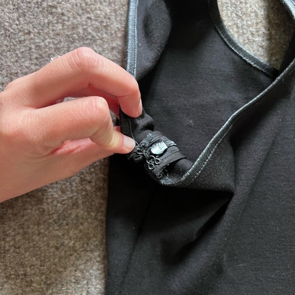 Black Jumper Dress with Lace Pattern Detail A-Line Skirt Bottom Womens Small - Picture 5 of 11